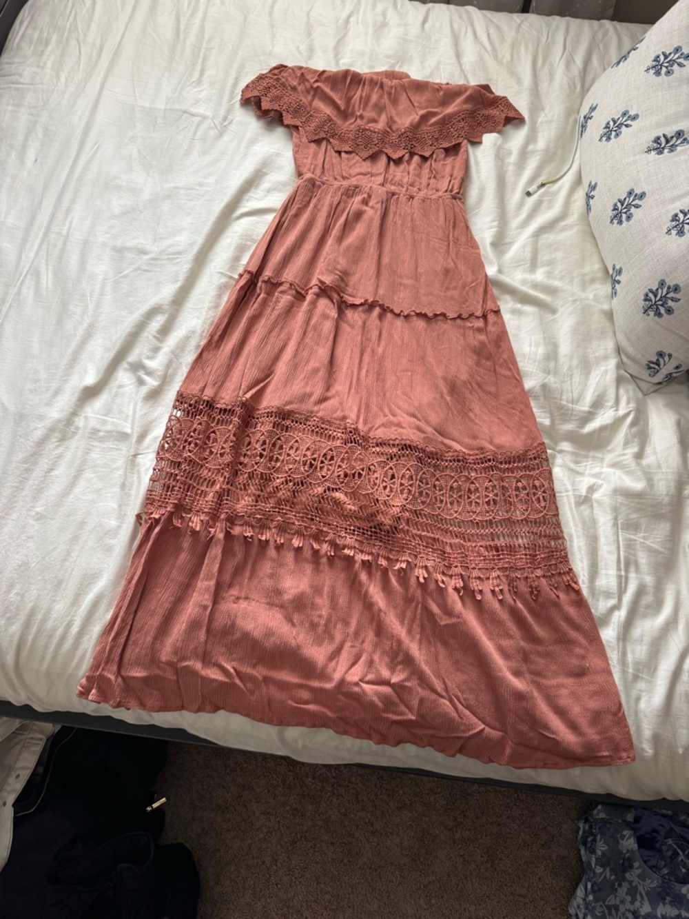 Altar'd State Dusty Rose Off-Shoulder Maxi Dress